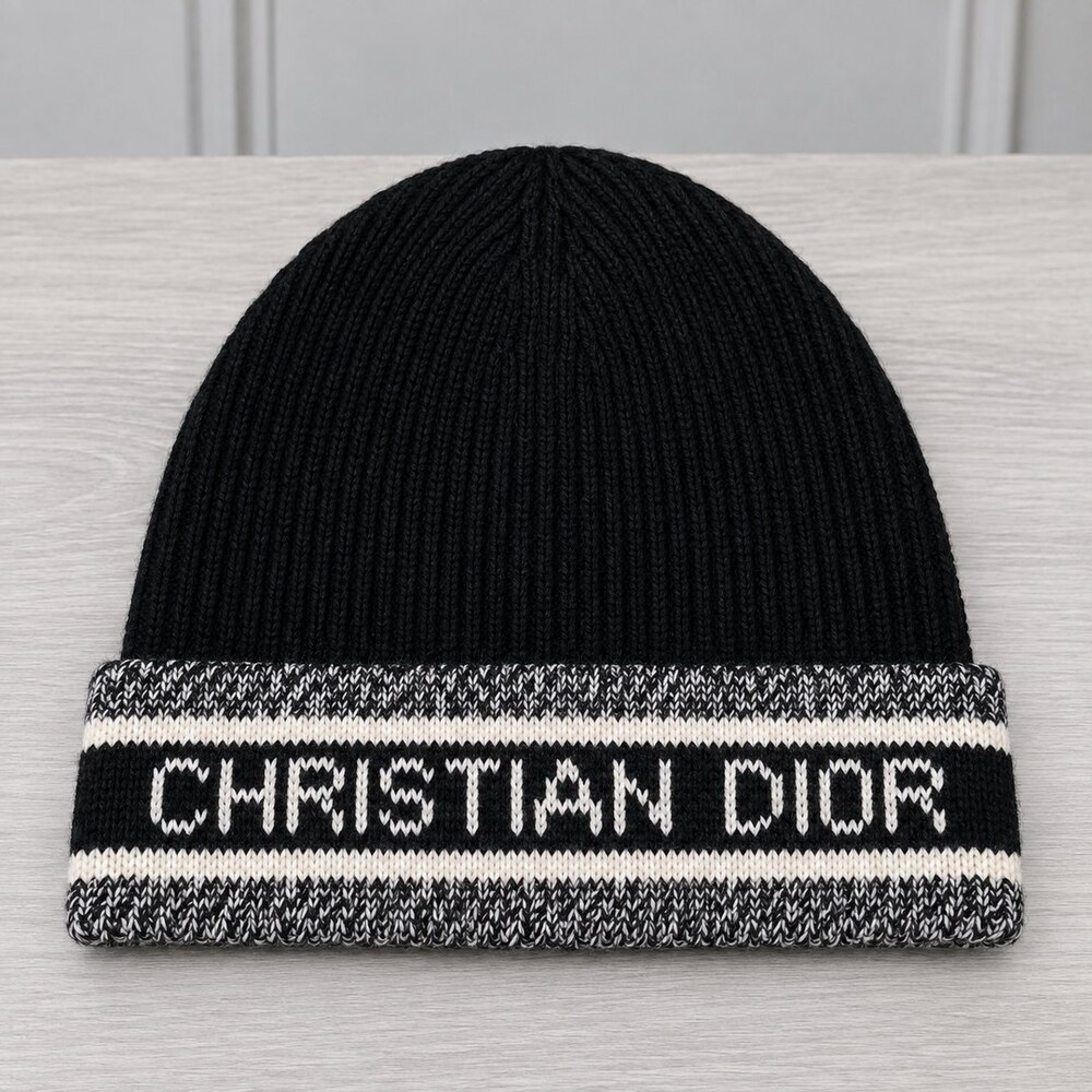 Dior Black Knit Logo Beanie